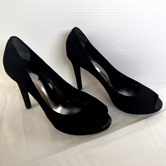 Coach Women's Selma Platform Suede High Heel Open Toe Black High SZ 11B - Picture 4 of 11